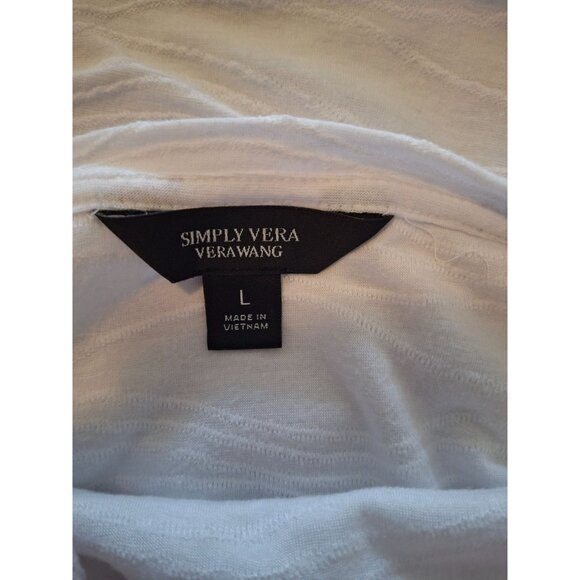 Simply Vera Wang Womens Top L White Textured Short Sleeve Minimalist - Picture 4 of 6